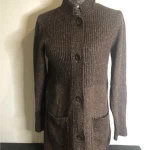 Eileen Fisher knitted style long warm brown sweater size Xsmall